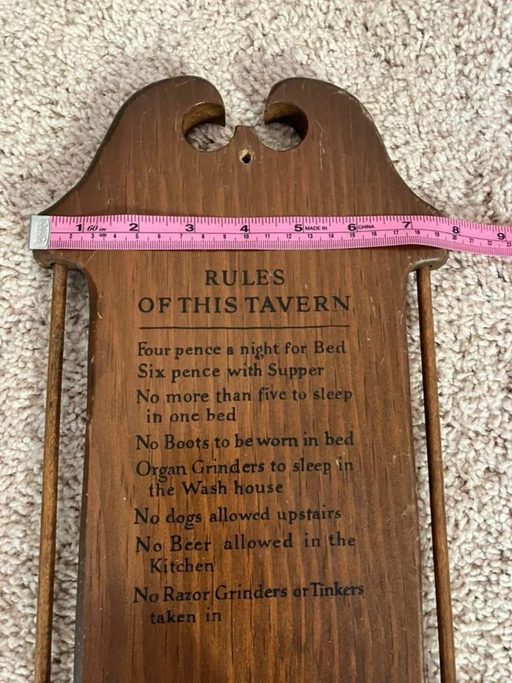 Wooden Tavern Rules Wall Sconce with Candle Holder - Brown